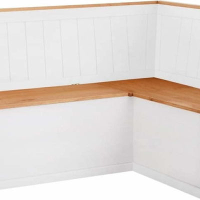 Bílá rohová lavice z borovicového dřeva s úložným prostorem Støraa Silas