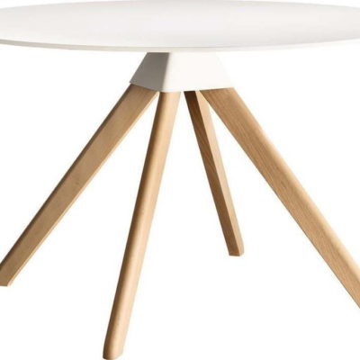 Bílý jídelní stůl s podnožím z bukového dřeva Magis Cuckoo