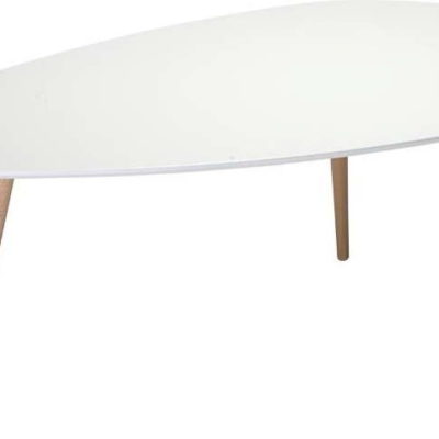 Bílý konferenční stolek s nohami z bukového dřeva Furnhouse Fly