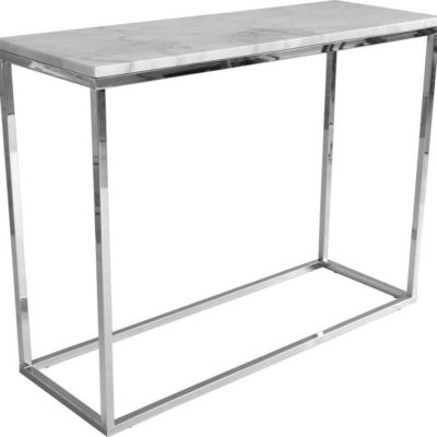Bílý mramorový konzolový stolek s chromovaným podnožím RGE Accent