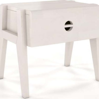 Bílý noční stolek z bukového dřeva se zásuvkou Skandica Visby Radom