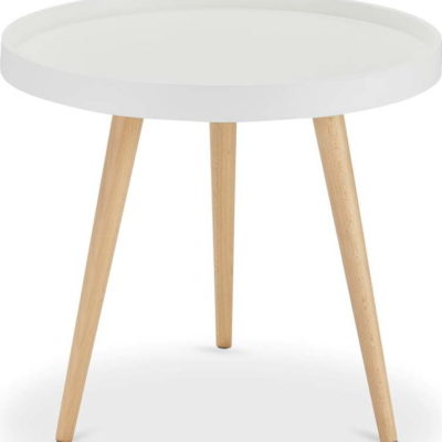 Bílý odkládací stolek s nohami z bukového dřeva Furnhouse Opus