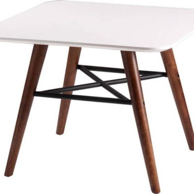 Bílý odkládací stolek s tmavě hnědým podnožím sømcasa Andy
