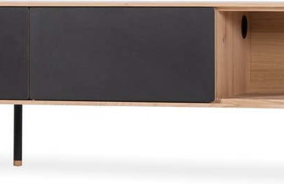 Černý TV stolek z dubového dřeva Gazzda Fina