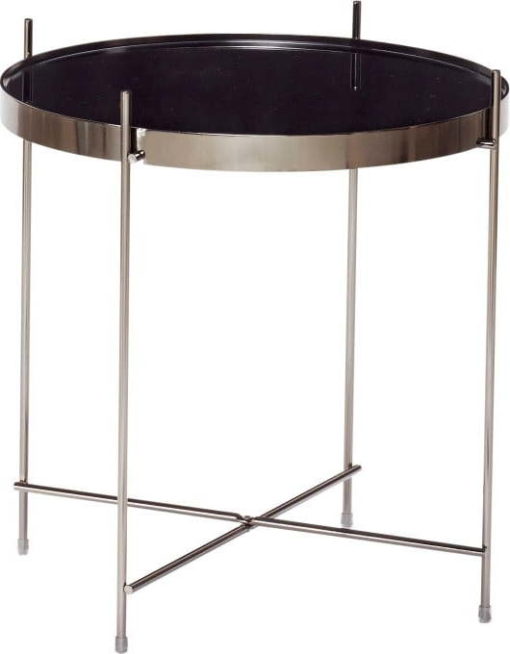 Černý odkládací stolek se zrcadlovou deskou Hübsch Dorotea