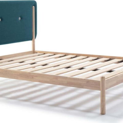 Dřevěná postel s tyrkysově modrým čelem Marckeric Annie