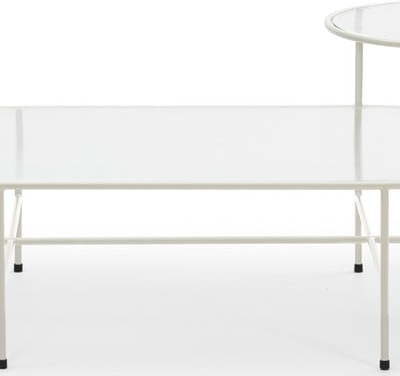 Krémově bílý konferenční stolek se skleněnou deskou Teulat Nix