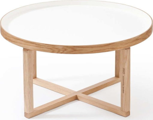 Kulatý stolek s bílou deskou z dubového dřeva Wireworks Round