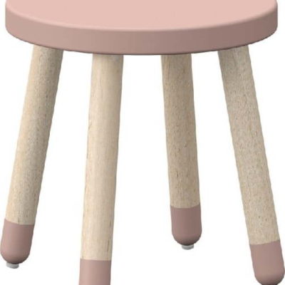 Růžová dětská stolička s nohami z jasanového dřeva Flexa Dots