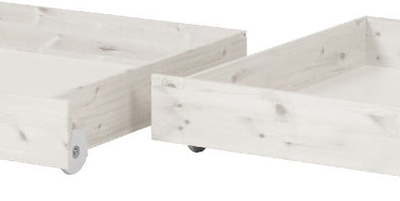 Sada 2 bílých úložných zásuvek z borovicového dřeva k dětské posteli Flexa Classic