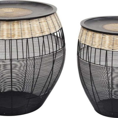 Sada 2 černých odkládacích stolků Kare Design African Drums