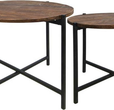 Sada 2 konferenčních stolků z neopracovaného mangového dřeva HSM collection Nordic