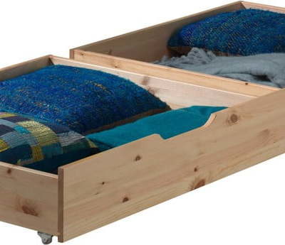 Sada 2 přírodních úložných boxů pod postel Vipack Pino