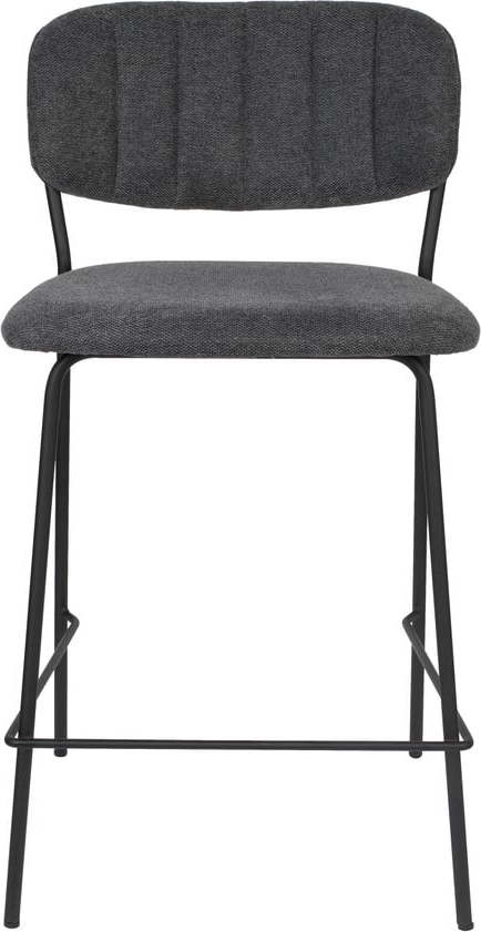 Sada 2 tmavě šedých barových židlí s černými nohami White Label Jolien