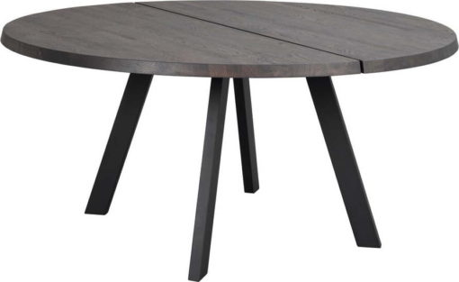 Tmavě hnědý kulatý jídelní stůl z dubového dřeva Rowico Freddie