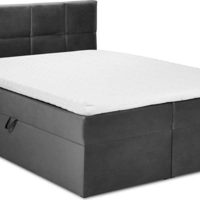 Tmavě šedá sametová dvoulůžková postel Mazzini Beds Mimicry
