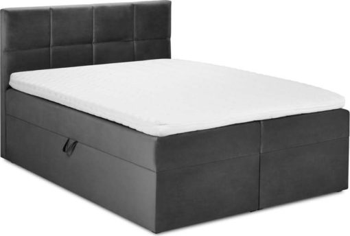 Tmavě šedá sametová dvoulůžková postel Mazzini Beds Mimicry