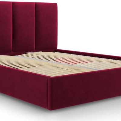 Vínově červená sametová dvoulůžková postel Mazzini Beds Juniper