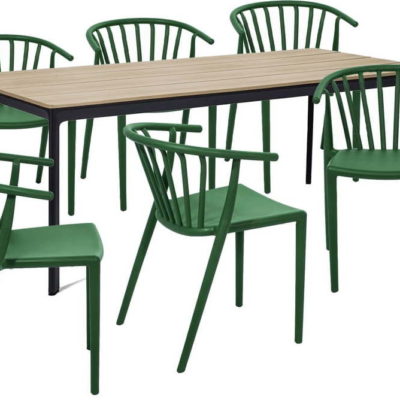 Zahradní jídelní set pro 6 osob s zelenou židlí Capri a stolem Thor