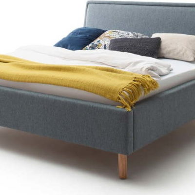Modrozelená dvoulůžková postel s roštem a úložným prostorem Meise Möbel Frieda