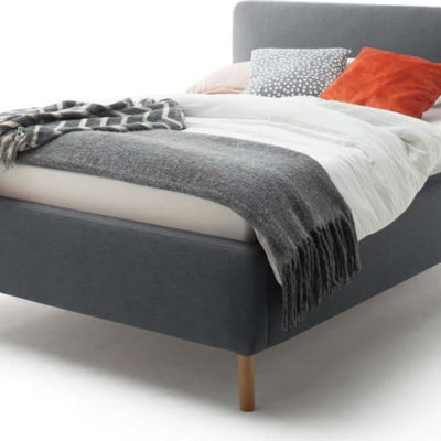 Tmavě šedá dvoulůžková postel s roštem a úložným prostorem Meise Möbel Mattis