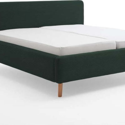 Zelená manšestrová dvoulůžková postel Meise Möbel Mattis Cord