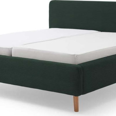 Tmavě zelená čalouněná dvoulůžková postel 160x200 cm Mattis Cord – Meise Möbel