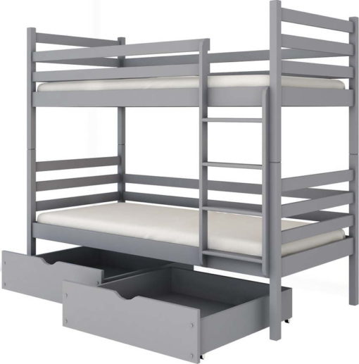 Šedá patrová dětská postel s úložným prostorem 90x190 cm Nemo - Lano Meble