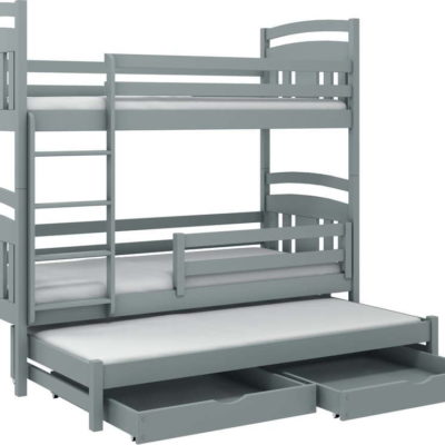 Šedá patrová dětská postel s úložným prostorem 80x160 cm Igor - Lano Meble