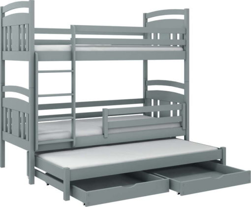 Šedá patrová dětská postel s úložným prostorem 80x160 cm Igor - Lano Meble
