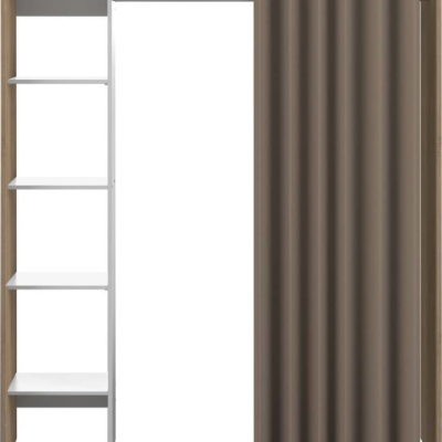 Bílo-hnědá šatní skříň v dekoru dubu 160x182 cm Tom - TemaHome