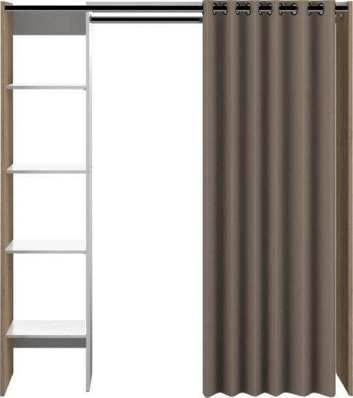 Bílo-hnědá šatní skříň v dekoru dubu 160x182 cm Tom - TemaHome