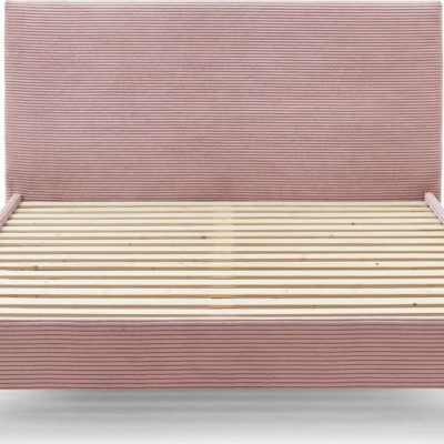 Růžová manšestrová dvoulůžková postel Bobochic Paris Anja Dark