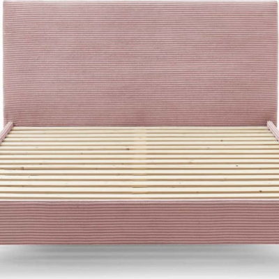 Růžová manšestrová dvoulůžková postel Bobochic Paris Anja Light