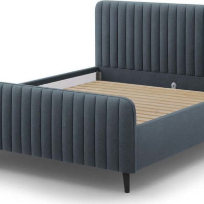 Modrošedá čalouněná dvoulůžková postel s roštem 180x200 cm Lily - Micadoni Home