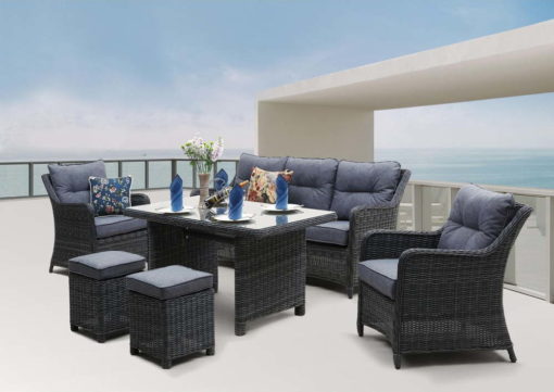 Šedý zahradní lounge set z umělého ratanu pro 7 San Diego - Rojaplast