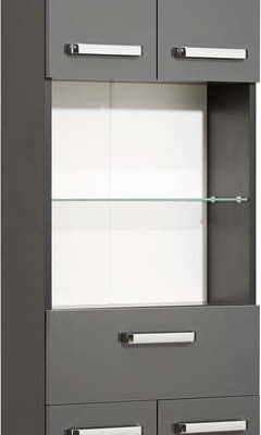 Tmavě šedá vysoká koupelnová skříňka 50x196 cm Set 311 - Pelipal