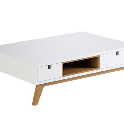 Arbyd Bílý konferenční stolek Thia s dubovou podnoží 90 x 60 cm