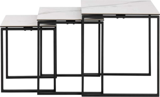 Bílo-černé konferenční stolky v sadě 3 ks Katrine - Actona