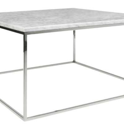 Bílý mramorový konferenční stolek TEMAHOME Gleam 75x75 cm s chromovanou podnoží