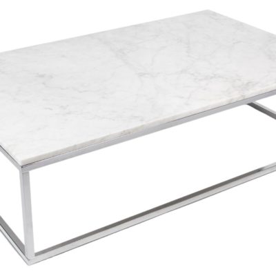 Bílý mramorový konferenční stolek TEMAHOME Prairie 120 x 75 cm s chromovanou podnoží