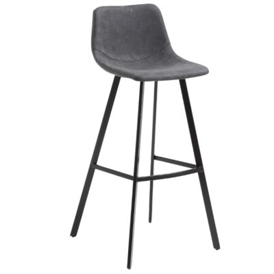 Grafitově černá koženková barová židle Kave Home Alve 80 cm