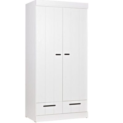 Hoorns Bílá dřevěná šatní skříň Ernie 195 x 94 cm