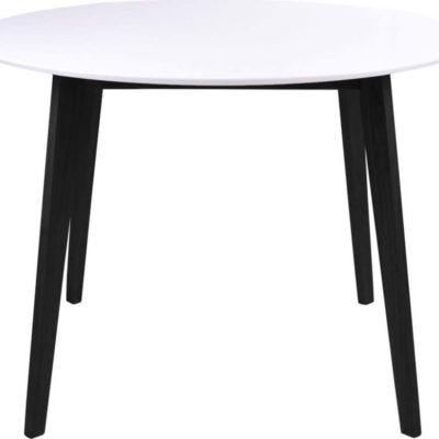 Jídelní stůl s bílou deskou a černýma nohama z kaučukového dřeva House Nordic Vojens