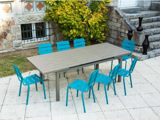 Modro-hnědý hliníkový zahradní jídelní set pro 8 Typon - Ezeis