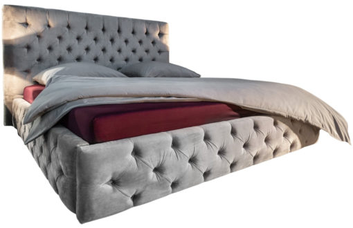 Moebel Living Stříbrno šedá sametová postel Vivian 180 x 200 cm