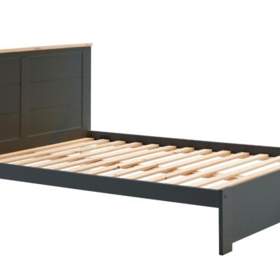Antracitově šedá borovicová dvoulůžková postel Marckeric Akira 160 x 200 cm