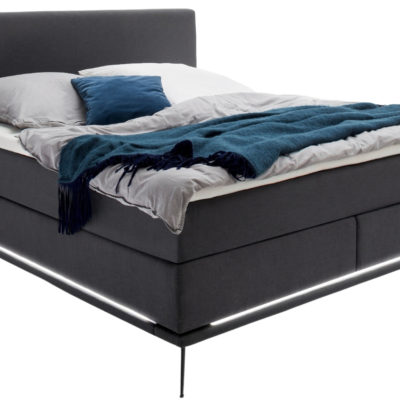 Antracitově šedá látková dvoulůžková postel 180 x 200 cm Meise Möbel Milano