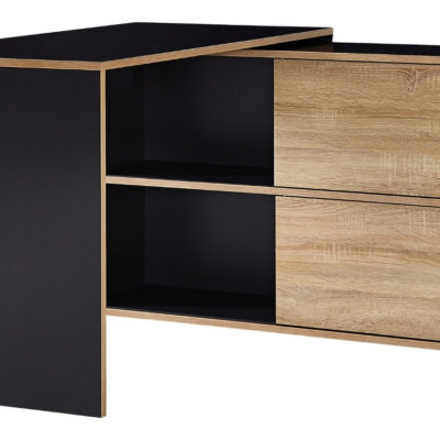 Antracitově šedý dřevěný kancelářský stůl Germania Slide s úložným prostorem