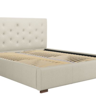 Béžová látková postel MICADONI SERI 180 x 200 cm